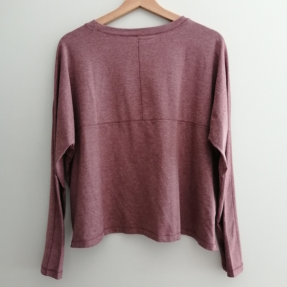 Girlfriend Collective ReSet Long Sleeve Tee Heathered Burgundy Medium - Picture 5 of 13